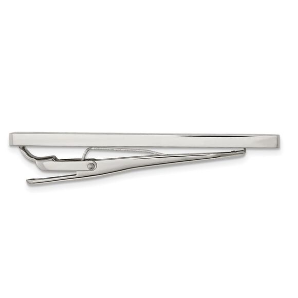 Stainless Steel & Black Rubber Brushed Tie Bar Clip, 9 x 59mm - Picture 2 of 4